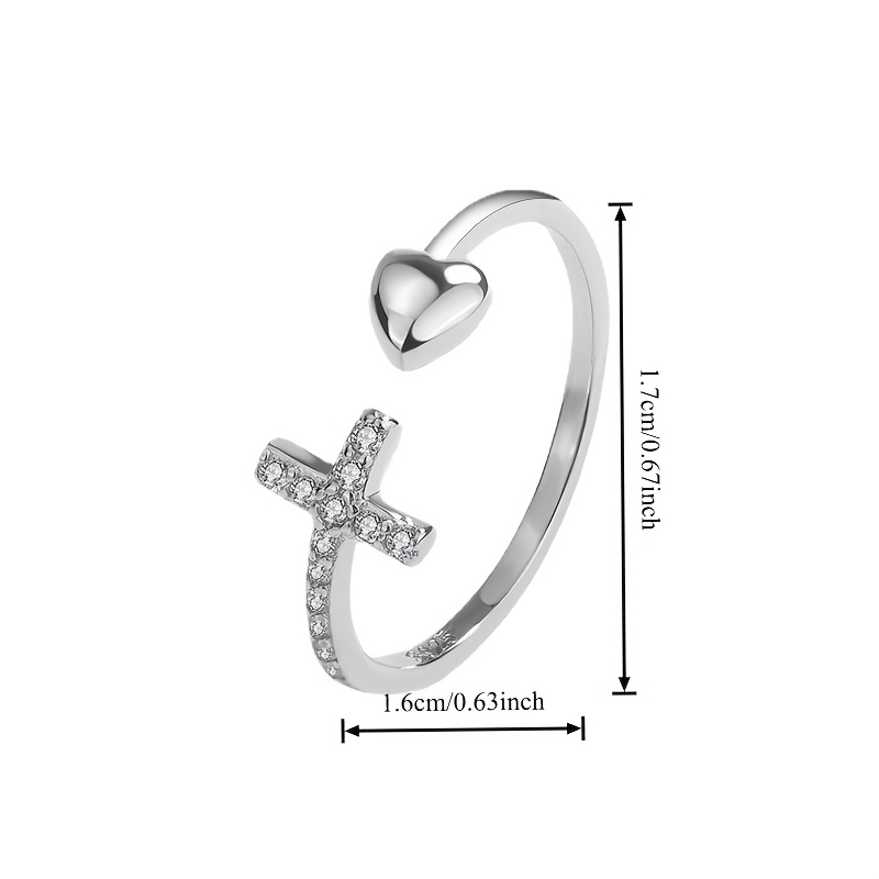 Cross-Shaped Heart Adjustable Open Finger Jewelry, Elegant Gift